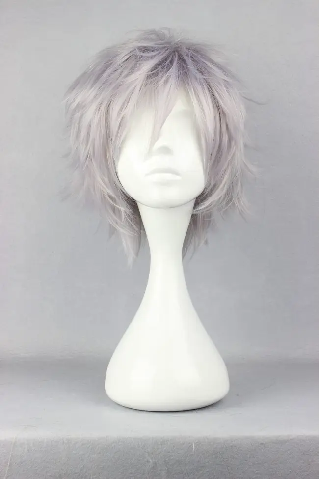 MCOSER 35 см синтетический короткий серый Косплей Костюм парик Высокая температура волокна волос