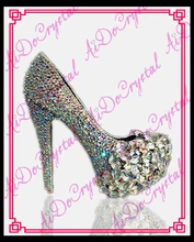 Aidocrystal Braut Kristall Plateauschuhe AB farbe Glitter Strass Partei Prom hochzeit high heels