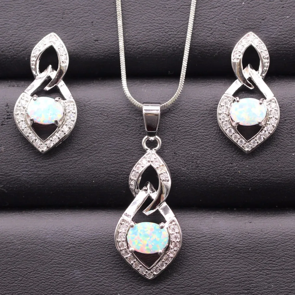 Fashion Opal Set Jewelry Shine White Opal&Zircon Ladies Jewelry For