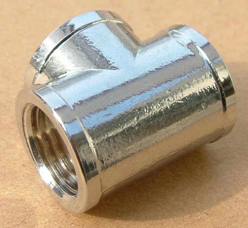 T-образный 3-ходовой адаптер G1/4 ''Серебристая латунь P/N: искусственная кожа |