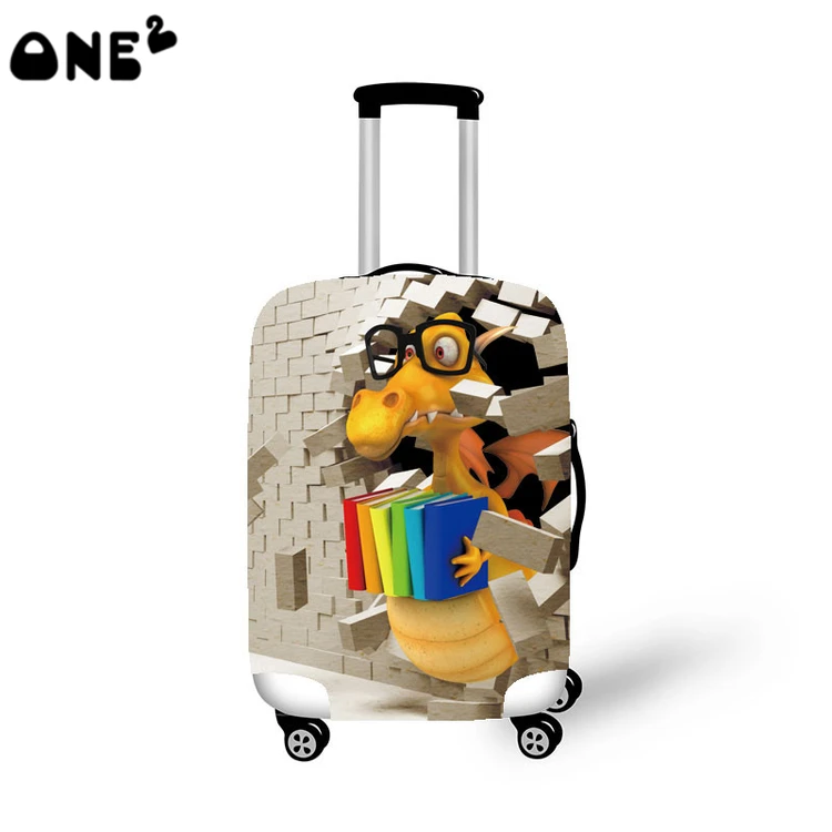 ONE2 CuteFashion 3D Dinosaur Pattern Travel Accessories Clear Luggage Cover Supply For 22 to 26inch Luggage