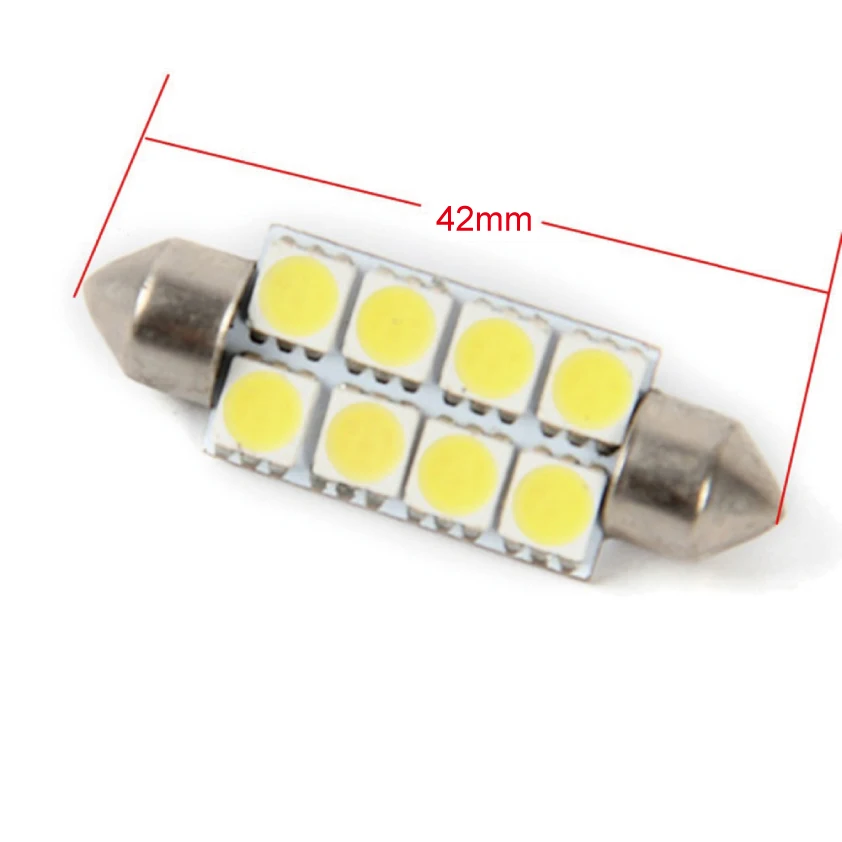 100 шт. 42 мм 5050 8SMD Белый Micro USB общего автомобиля гирлянда для салона купольный светодиодный лампы DC12V