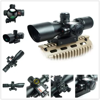 

2.5-10x40E/R Tactical Rifle Scope Mil-dot Dual illuminated w/ Red Laser & Mount Airsoft Scope for Hunting Free Shipping