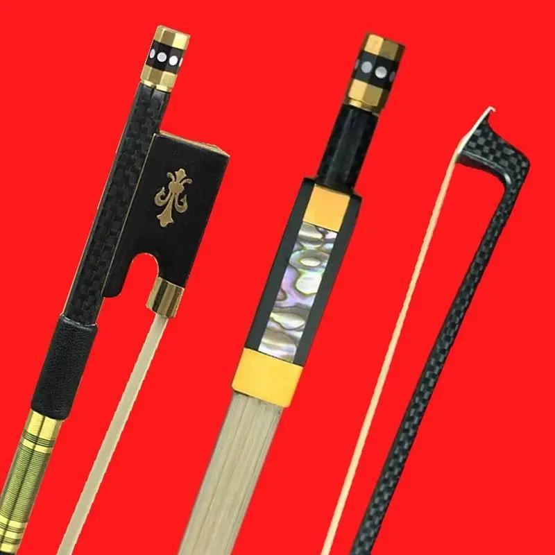 Rabo de Cavalo Pçs de Alta Qualidade Professioanl Nova Fibra Carbono 4 – Violino Arco Peças Cobre Mongólia Aaa Cavalo Branco 2 Luz