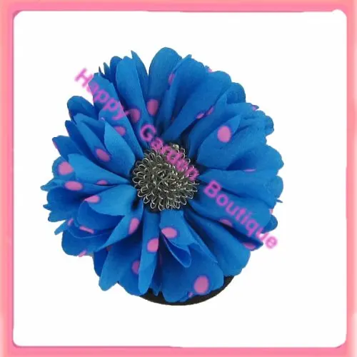 Горячая распродажа! 12 шт/партия флюоресцентные точки в горошек Шелковый в форме цветка для волос держатель