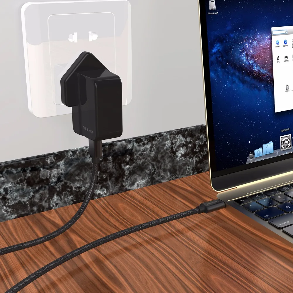 TeckNet 1 м нейлоновый Плетеный USB кабель 3,0 type C нейлоновый кабель для быстрой зарядки USB кабель для передачи данных для huawei Android мобильный телефон usb зарядный шнур