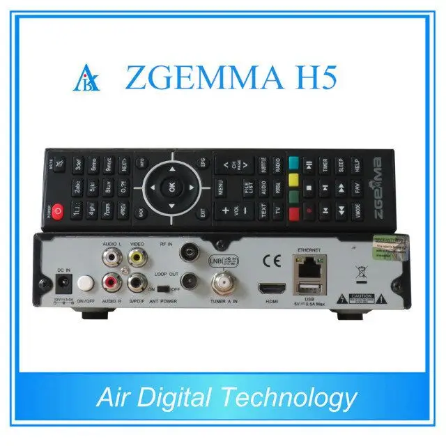 3pcs/lot New High CPU HEVC/H.265 DVB-S2+T2/C Hybrid Twin Tuners ZGEMMA H5 FTA BCM73625 Dual Core Linux OS E2 Satellite Receiver