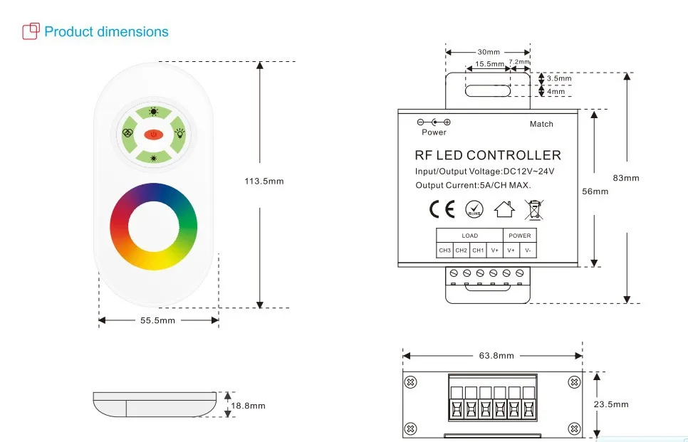 Акция! Светодиодный RGB сенсорный контроллер, DC12-24V вход, макс 5А* 3 канала выхода