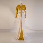 Save 57.75 on 2016 New Fashion Gold Prom Dresses Long Sleeves Sequin Dress Abaya in Dubai Muslim Evening Dresses Moroccan Kaftan Dubai