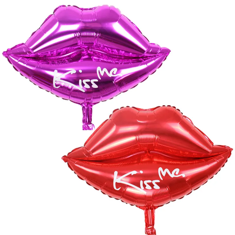 

10pcs/lot wedding aluminum foil balloons birthday party kiss me lips cartoon toys wholesale mylar helium balloons 53x33CM