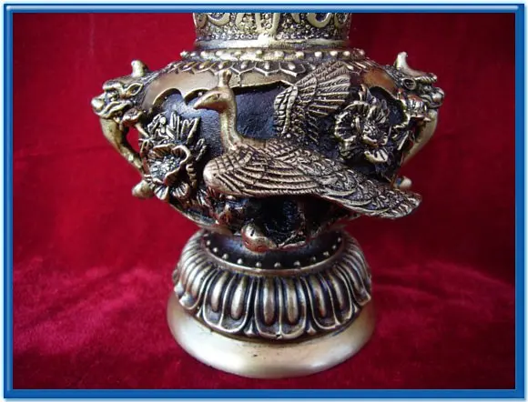 Очень редко Династии мин (сюань de1426-1438) медь Dargon Феникс ваза, бесплатная доставка