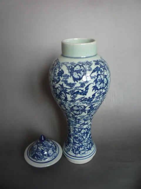 Редкие Цяньлун (1711-1799) Цинхуа porcelainbat и персики ваза, лучшая коллекция и украшения, Бесплатная доставка