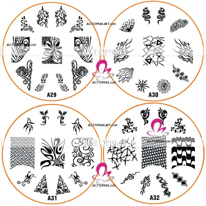 7 см тиснения серии Дизайн ногтей изображение шаблона штемпеля плиты 400 шт./лот A_Grade Нержавеющая сталь большой штамповка плиты изображения A01-A40