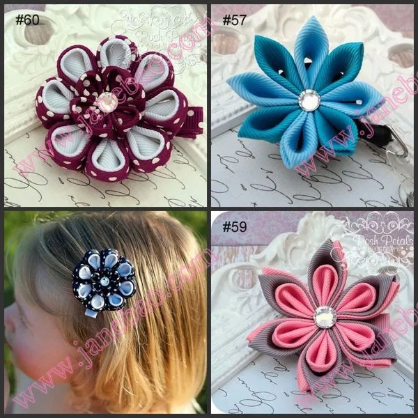 Новые 280 шт. " два слоя Kanzashi цветок заколки моды девушка Bow заколки