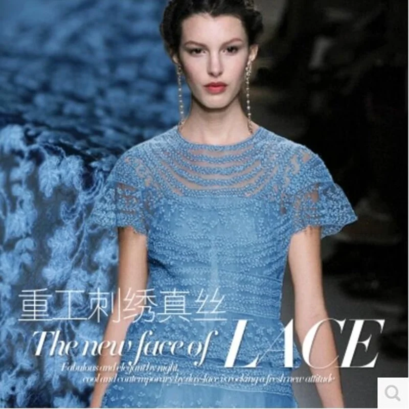 

17 year heavy spring embroidery lace silk fabric dress scarf fabric