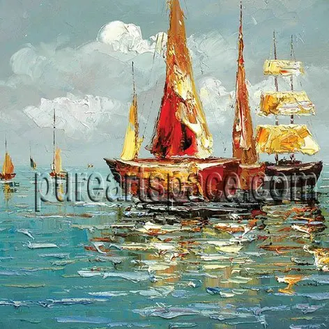 Лодки в море ручной работы масляной палитра для рисования нож масляной живописи на холсте Прямая поставка и приветствуется