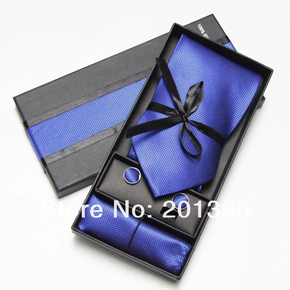 Набор галстуков галстук носовой платок запонки soid цвет Мужские наборы галстуков Подарочная коробка Карманный платок квадратная башня галстук