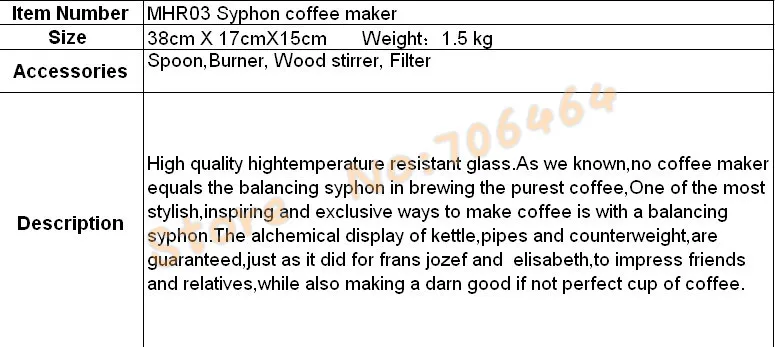 MHR03 3 чашки сифон кофеварка вакуумная кофе пивоварня сифон кофе машина с ручкой из нержавеющей стали высокого качества