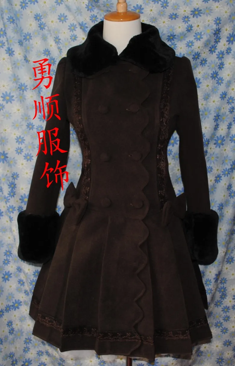 Милое пальто принцессы Лолита милое японское шерстяное зимнее милое пальто в стиле Лолита зимние пальто для девочек Брендовое длинное зимнее пальто