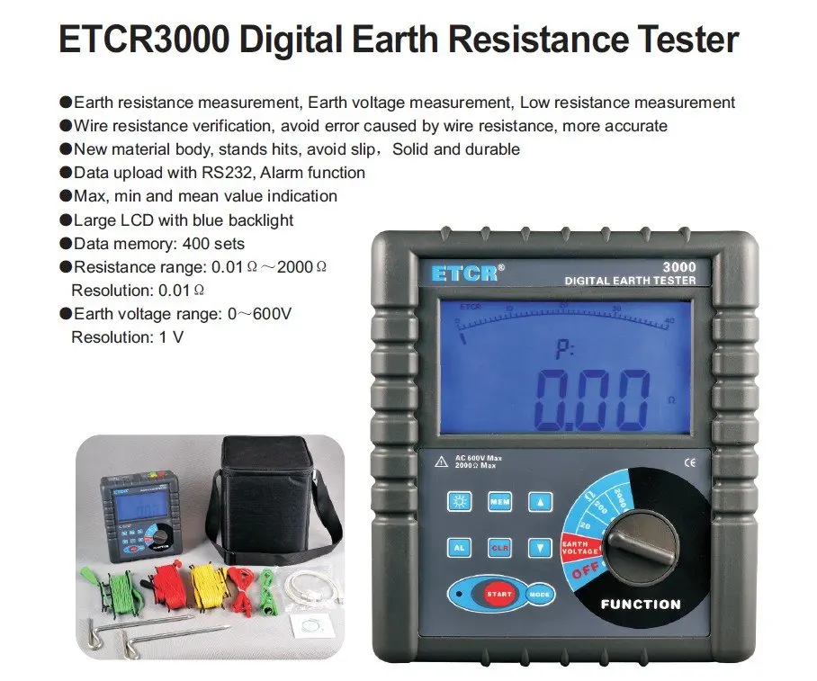 ETCR3000 зажим на земле метр тестер сопротивления