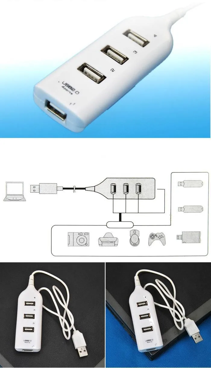 Проводной 4 Порты и разъёмы USB 2,0 концентратор высокой Скорость usb-хаб адаптер для портативных ПК#171