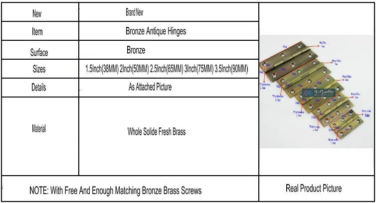 Бесплатная бронза Шурупы 10 шт./лот античная бронза дверная петля 3.5 дюймов (90 мм) длина твердый бронзовый Комплектующие дверей античная