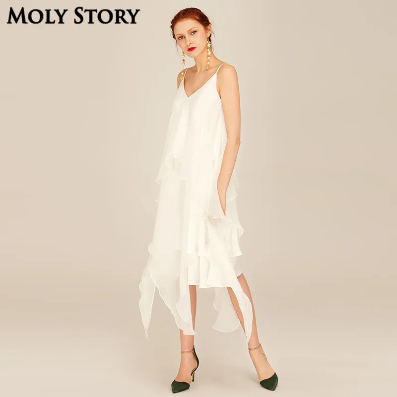 Kaufen Neue sommer holiday beach langes weiß dress silk isolationsschlauchbügel dress robe longue zurück lace up strappy dress