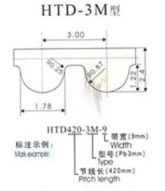 HTD3M сроки Ремни 180 мм и 336 длина синхронизации круглый ремень