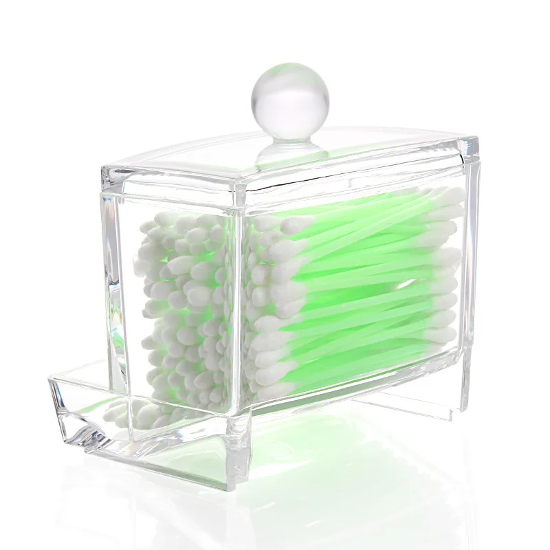 

Acrylic Cotton Swab box/Cotton Ball Storage/Makeup Pads Holder/Cosmetics Organizer/Toothpick Holder/Workbox Container Exquisite