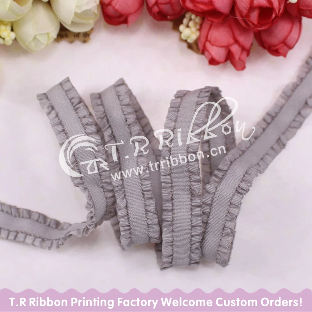 

13mm 50yards elastic ribbon with ruffle edge 91103 color garment accessaries