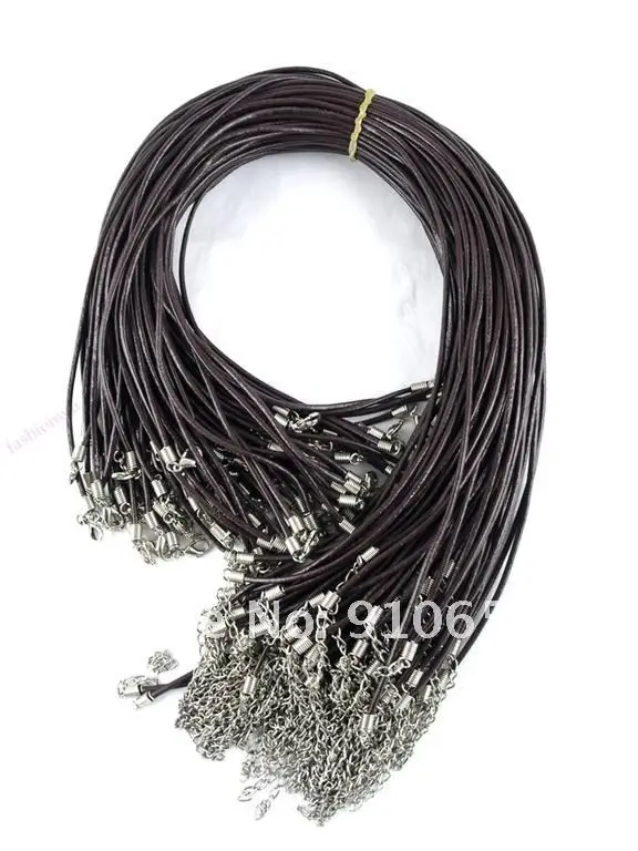 100 шт. 2 мм 18 "застежкой омар Oxhide Настоящее кожаный шнур (1194)