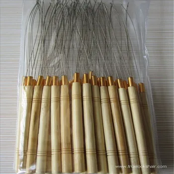 

10pcs Micro Ring Hair Extension Wooden Needle Threader Feather Hook Tool Loop Threader Pulling Needle Used with Hair Plier Tools