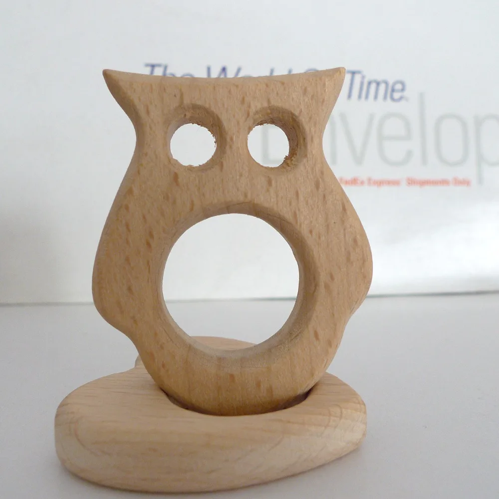 

10PCS OWL Handmade Natural Newborn Beech Wooden Teether Toys