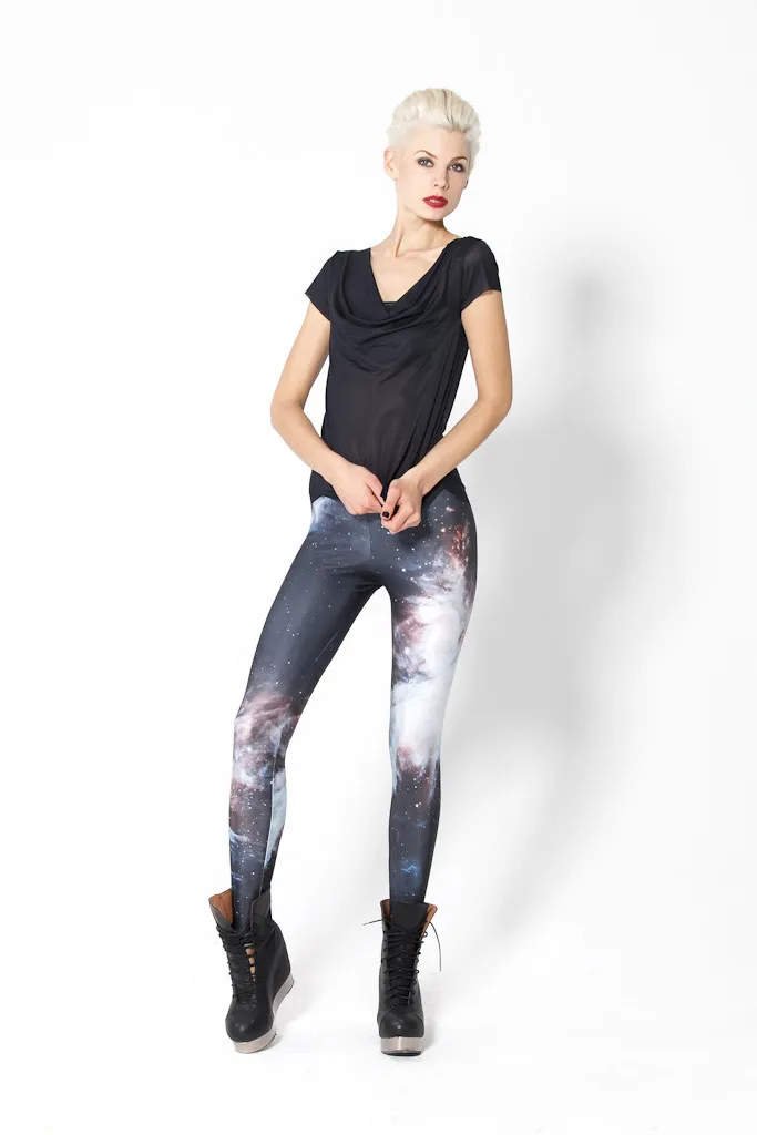Лидер продаж! для женщин black milk мода девушки Скай Неон galaxy 3D леггинсы для фитнеса с disco узкие брюки