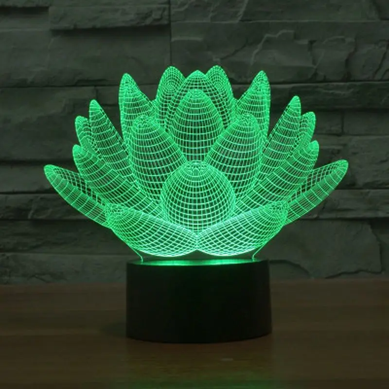 

Free Shipping Magic Lotus Design 3D DECOR The Abstract Shape Table LED Night Light Lamp As Office Decoration