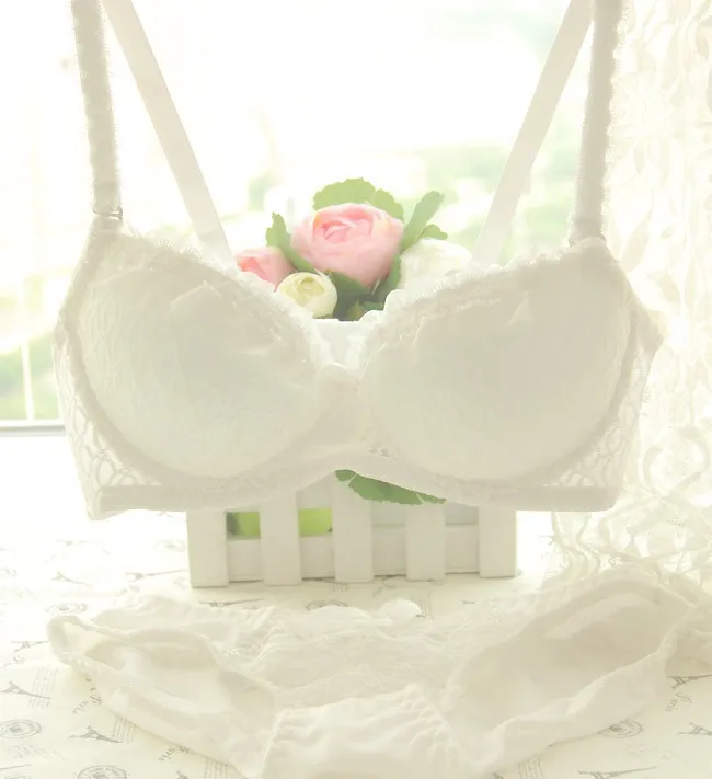 Free shipping 2014 new arrival, candy-colored lace push up sexy bra set, white, blue, pink brassiere & bra brief sets14