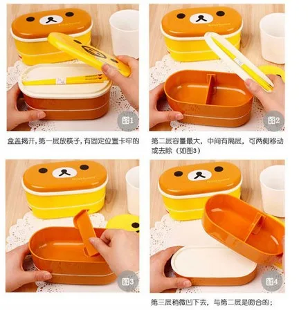 1 шт. 2 цвета Relax Bear Сохранение тепла коробка Rilakkuma Bento Коробка 16,5*8 см