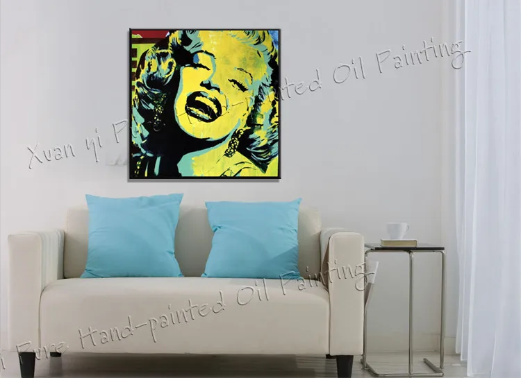 Полотно ручной работы; рисунок в виде Мэрилин Монро, Wall Art поп-арт современный картины маслом на холсте искусство украшения дома XY009