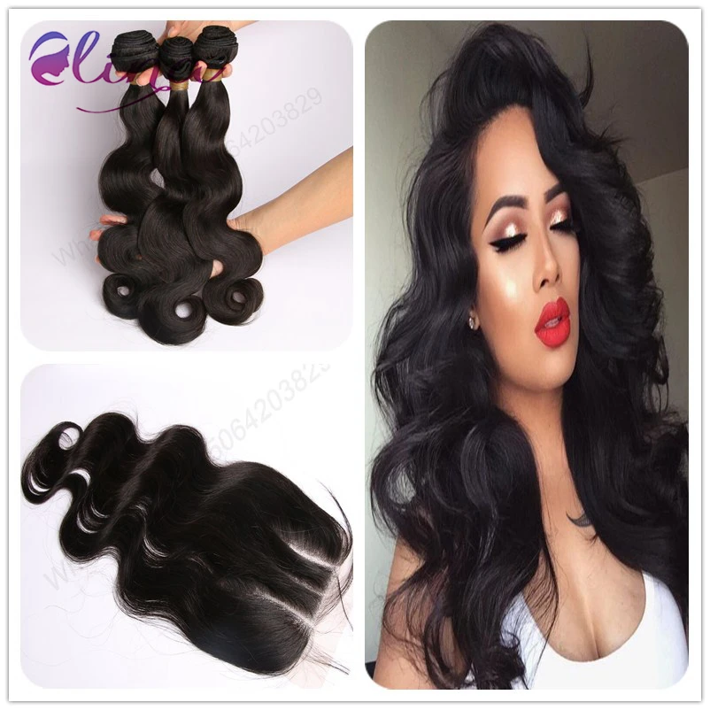 

Grade 10A Brazilian Virgin Hair With Closure Cheap Brazilian Human Hair Weave 3 Bundles Brazilian Body Wave With Lace Closure