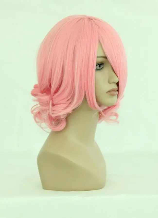 Mcoser 30 см Короткие вьющиеся синтетический розовый Косплэй костюм парик 100% Высокая Температура Волокно wig-019a