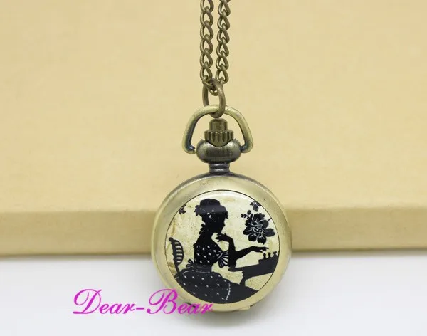 6028) Винтаж бронза Victorian Lady играть в Шахматы Часы Цепочки и ожерелья карманные часы,, 12 штук в упаковке