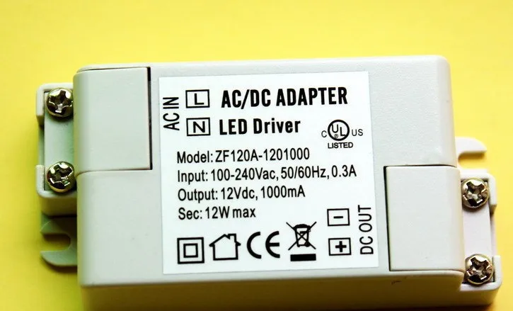 DC12V адаптер драйвер для 3528/5050 светодиодный полоски или MR16 трансформатор 12 Вт 100 шт./лот FedEx