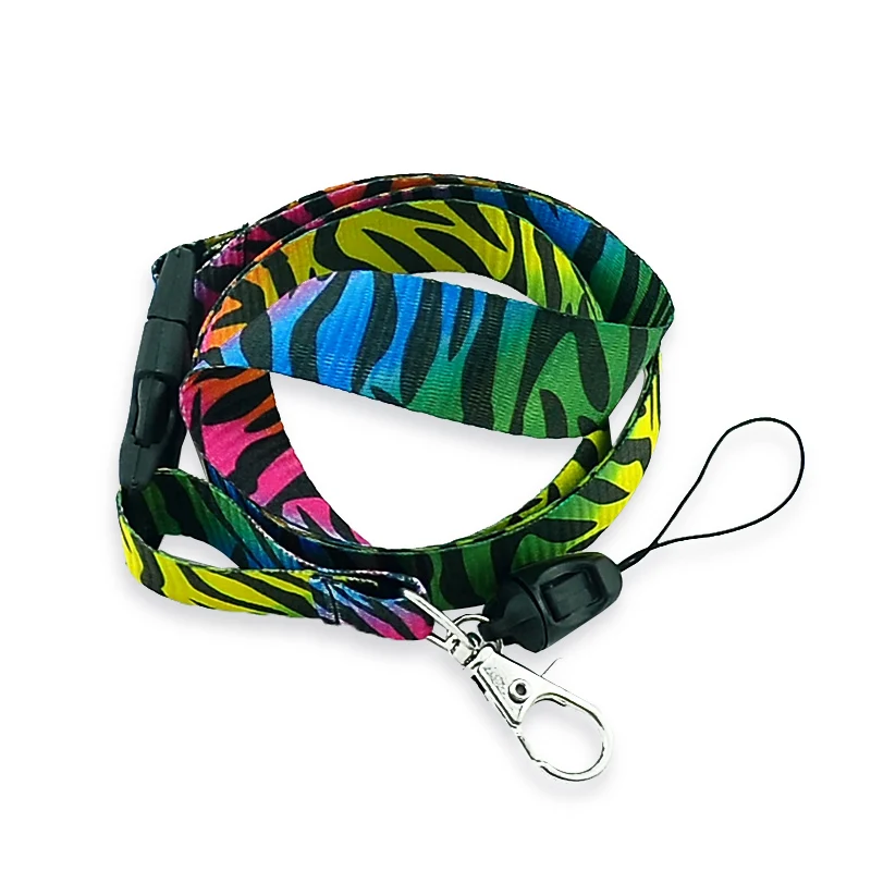 

Fashion 12pcs/lot Rainbow Zebra Good Lanyard Key Chain Necklace/MP3/4 Cell Phone ID Holder Neck straps lanyards Free shipping