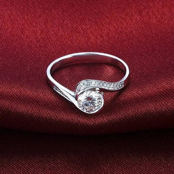 Тест Положительный 0.8CT Муассанит Алмаз Стерлинговое 18 к белое золото обручальное кольцо ювелирные изделия подарок для девочки