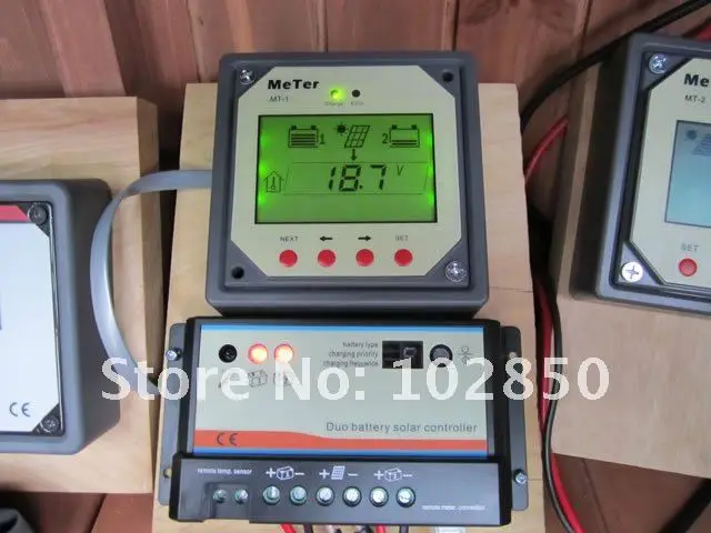 Двойной Батарея Контроллер заряда для фотоэлектрических систем и 10Amp, 12/24 V автоматическая работа, PWM зарядки, Батарея типы выбор, ЖК-дисплей дисплей метр MT-1