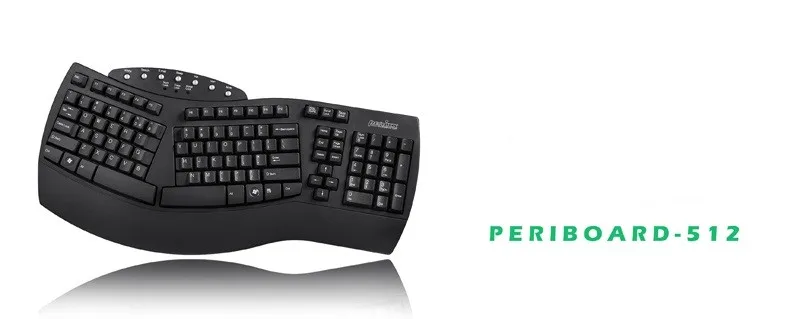 Perixx PERIBOARD-512 USB Проводная Классическая эргономичная сплит-клавиатура-черный со встроенной подставкой для рук