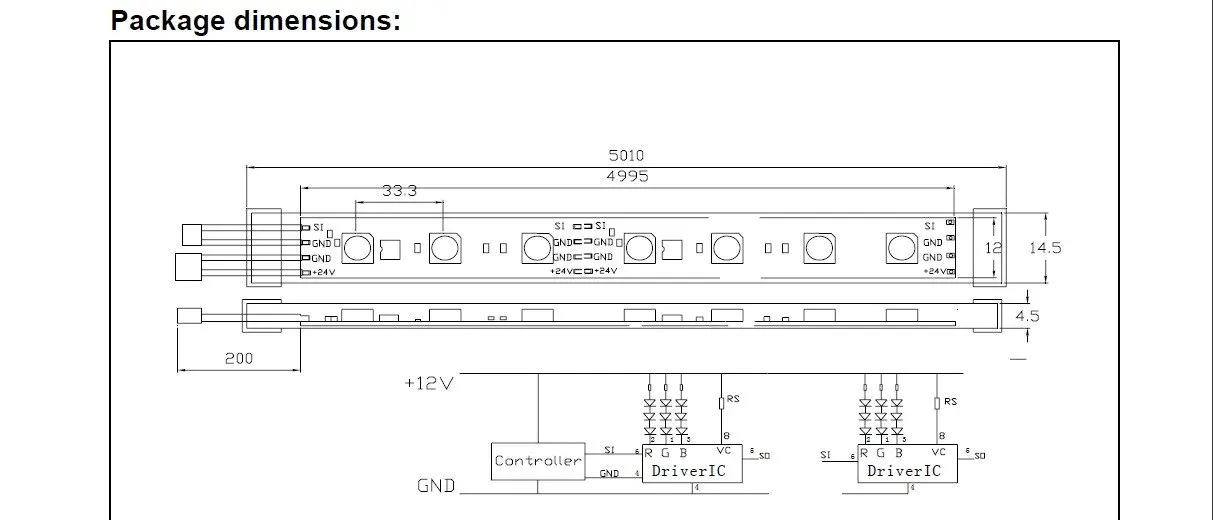 4 м водонепроницаемый светодиодный цифровой полосу на метро(DC12V вход), без контроллера, 10 шт. TM1809IC/m, 30 шт. 5050 RGB LED/м; DC12V вход