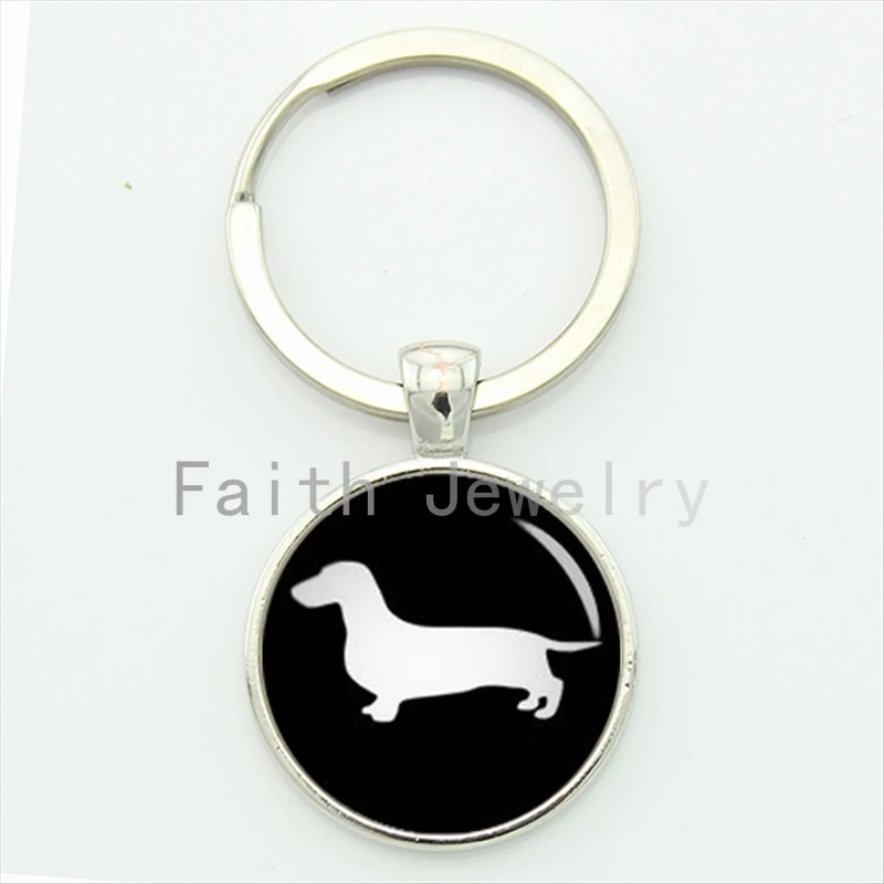 Cute Dachshund key chain vintage minimalist hunter hound silhouette art