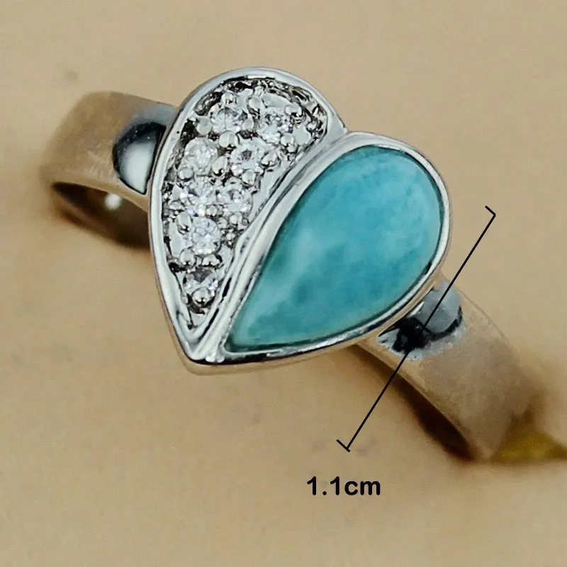 SHUNXUNZE Larimar обручальные кольца ювелирные изделия и аксессуары для мужчин и женщин сердце любовь родиевое покрытие R3502 Размер 6 7 8 9