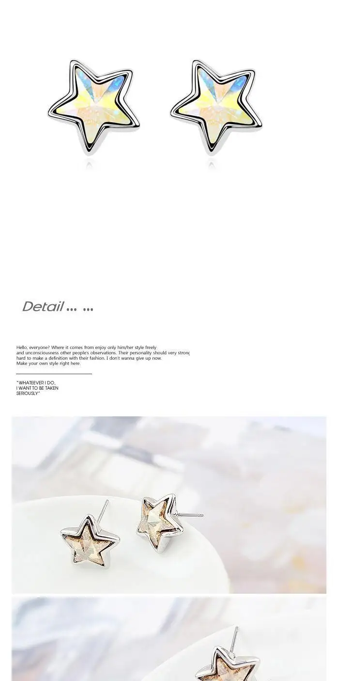 BeBella пентаграмма звезда серьги гвоздики с кристаллами от Swarovski оригинальные модные украшения для женщин девочек Рождественский подарок